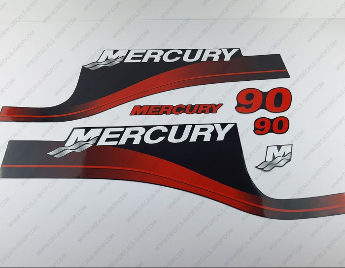 Mercury 90HP Two Stroke Outboard Decal Kit RED